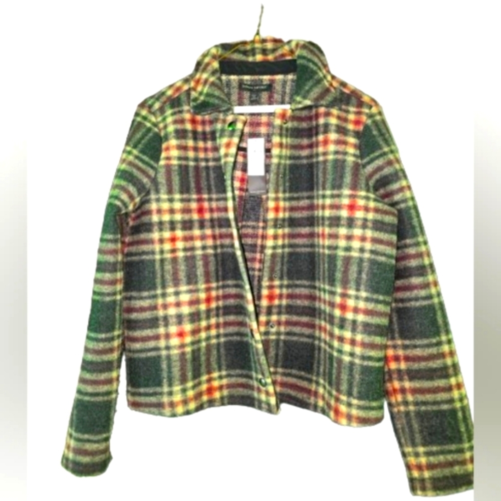 BANANA REPUBLIC Plaid Short Jacket Black Cream NWT MP - Picture 11 of 16